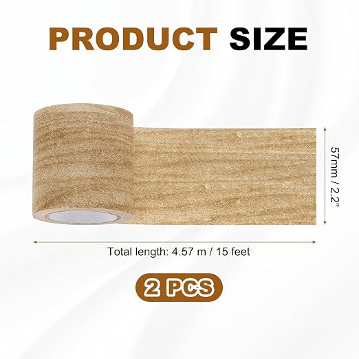 uxcell 2 Pcs Wood Grain Repair Tape, 2.2" x 15ft Self Adhesive Wood Grain Colored Duct Tape Waterproof Repair Patch for Furniture Floor Scratch Fix, Baseboards, DIY Decor, Light Maple