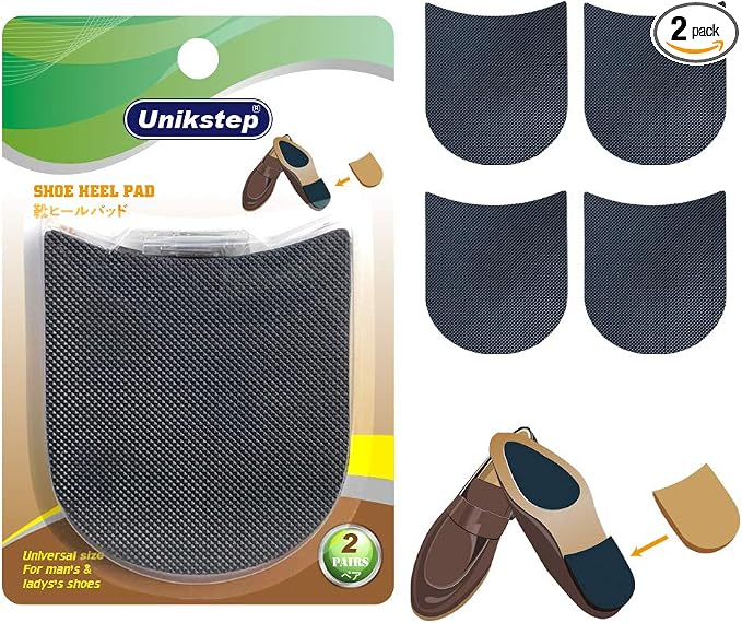 Unikstep 2 Pairs Shoe Heel Pads, Shoe Repair Rubber Heels, 3.5mm Thickness Anti Slip Cushion and Protector, Replacement Kit with Nails Sandpapers Self Adhesive Stickers