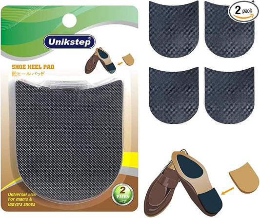 Unikstep 2 Pairs Shoe Heel Pads, Shoe Repair Rubber Heels, 3.5mm Thickness Anti Slip Cushion and Protector, Replacement Kit with Nails Sandpapers Self Adhesive Stickers