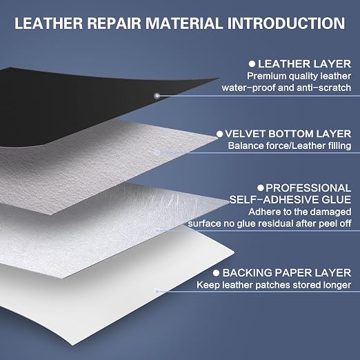 Self Adhesive Leather Repair Patch Kit, 31.4 in x 16 in Large Vinyl Leather Repair Tape for Furniture, Car Seat, Couch, Sofa, Chair Smooth Black