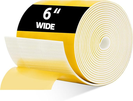 DEMEDO Pipe Insulation Tape, Pipe Wrap Insulation Foam Tape Self Adhesive, Outdoor Water Pipe Insulation Roll for HVAC, AC Line Insulation, 6 inch x 16.5 FT Heat Tape for Water Pipe, White