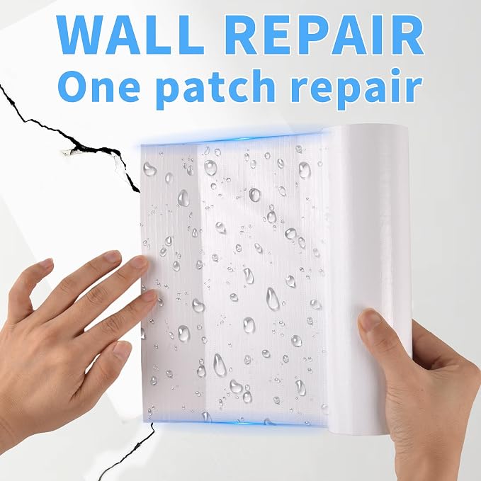 Wall Patch Repair Roll, 7.87" x 31' Waterproof Self-Adhesive Tape for Holes, Blemishes, Pool Liners, Vinyl Skirting, Durable White Patching Solution