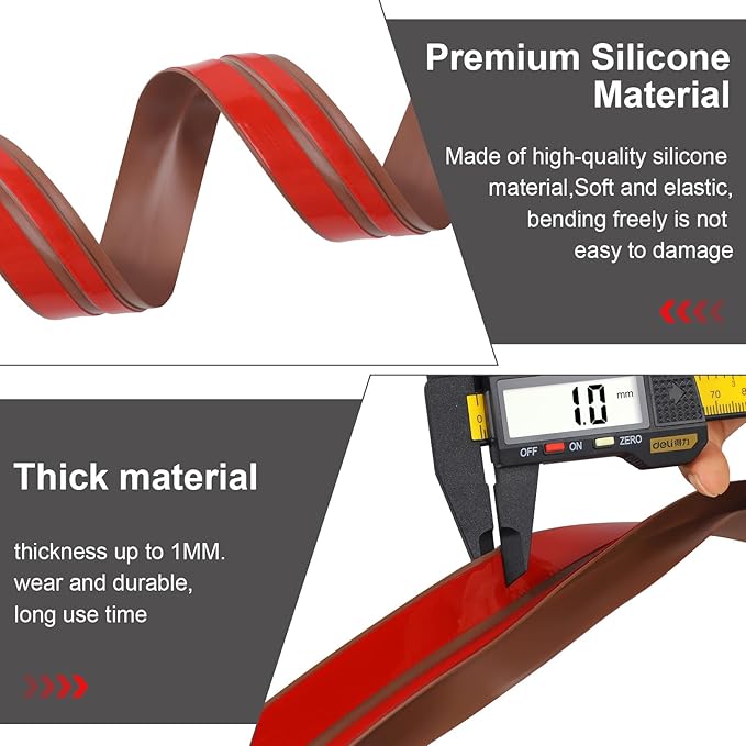 Benory T-Shaped Silicone Weather Stripping Door Seal Strip for Door & Window Frames - 20Ft Draft Stopper (Brown)