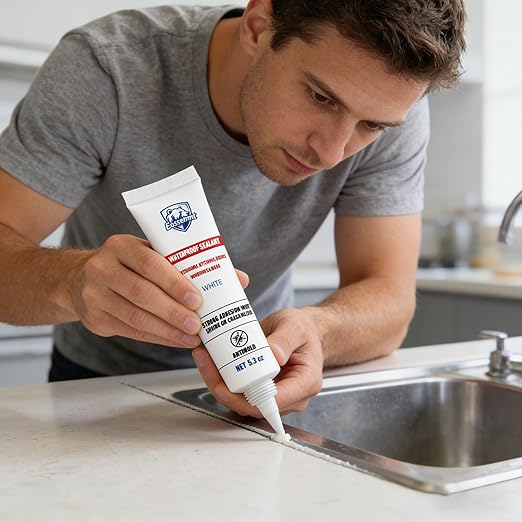 2 Pack White Silicone Caulk – Tub Caulk Waterproof Sealant, Paintable Bathtub Caulk for Bathroom Shower, 5.3 oz Each with Applicator Tools, Bathtub Silicone Caulk for Sink Toilet and Kitchen