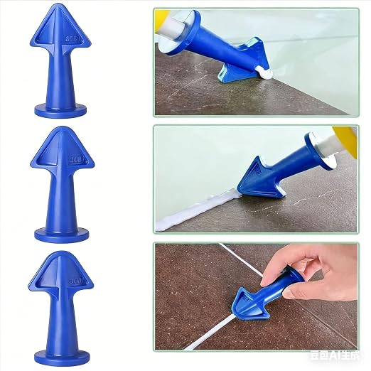 5 in 1 Silicone Caulk Remover Tool with 6 Replaceable Silicone Pads, Grout Scraper, Caulk Nozzles & Cleaning Tools, Reusable Sealant Finishing Tool for Kitchen Bathroom Window Tile Sink Seam Repair