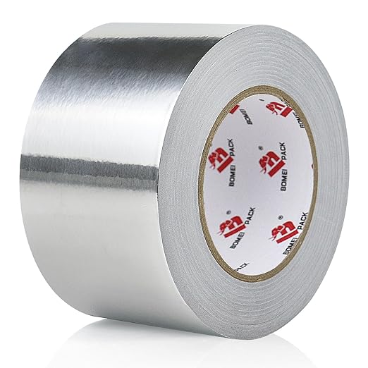 BOMEI PACK Aluminum Foil Tape,Heavy Duty Metal Duct Tape,High Temperature Silver Tape,Perfect for Sealing & Patching,HVAC,Air Ducts,Insulation and Metal Repair (3 Inch)
