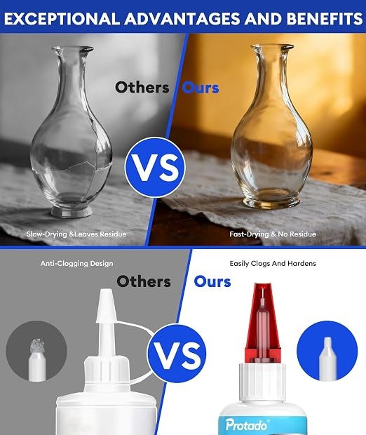 Glass Glue, 35g Heavy Duty Super Strong Clear Glue, Waterproof Heat Resistant Adhesive for Glass Bonding, Repair, Crystal, Mirrors, Windows, Glassware, Crafts, DlY Kits