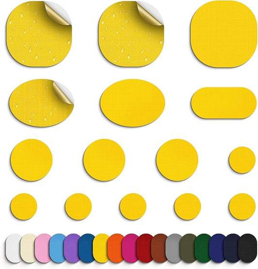 Self-Adhesive Nylon Patches Tent Repair Kit – Outdoor Gear Tenacious Repair Tape, Waterproof Fabric Patches for Clothes, Tent, Down Jacket, Backpack (45pcs, Yellow