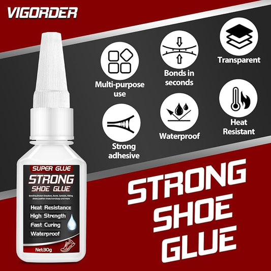 Vigorder Shoe Glue 30g, Heavy Duty Shoe Glue Sole Repair for Boots, Sneakers, and Heels, Waterproof and Flexible Adhesive for Durable Repair