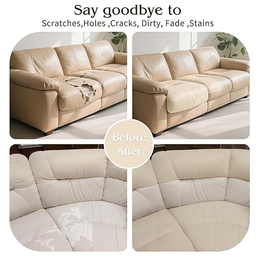 BSZHTECH Leather Repair Tape, Self-Adhesive Leather Repair Patch for Couch Furniture Sofas Car Seats, Advanced PU Vinyl Leather Repair Kit (Beige, 3.9X79 inch)