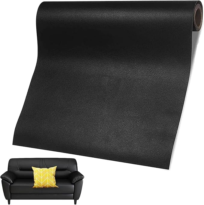 Leather Repair Patch, 24 x 54 Inch, Self Adhesive Leather Repair Tape, Large Vinyl Patch Kit, Vinyl Repair Tape, for Couches, Car Seats, Chairs, Furniture (Black)
