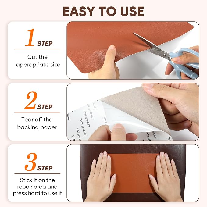 Leather Repair Tape,16 x 30 Inches Self Adhesive Leather Repair Patch，Leather Repair Kit for Furniture，Couches,Car Seats,Cabinets,Handbags(Black)