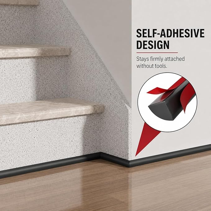 0.25" x 0.25" Mini Quarter Round Molding,10FT Self Adhesive Flexible Trim for Small Gaps, Countertop Wall Seam, Window Sill, Desk & Cabinet Edge, Peel and Stick Finishing Strip