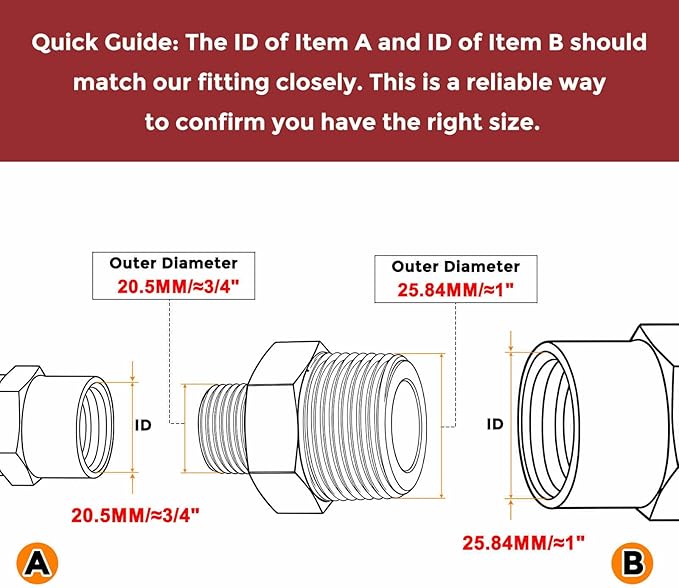 Pack of 4, 3/4" MNPT To 1/2" MNPT Solid Brass Hex Nipple Hose Connectors, Male Pipe Adapter for Pipe Leak Repair, Bathroom Remodeling, Tool Extension, Compression