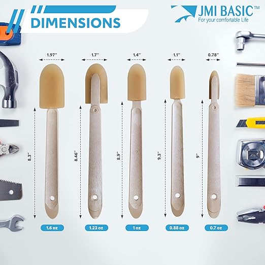 JMIBASIC Caulk Smoothing Tool Set, Assorted 7 Sizes with 2 Corner & Narrow Spatula, Silicone & Sealant Grout Applicator, Rubber Caulking Finisher (Plastic (2 Wood))
