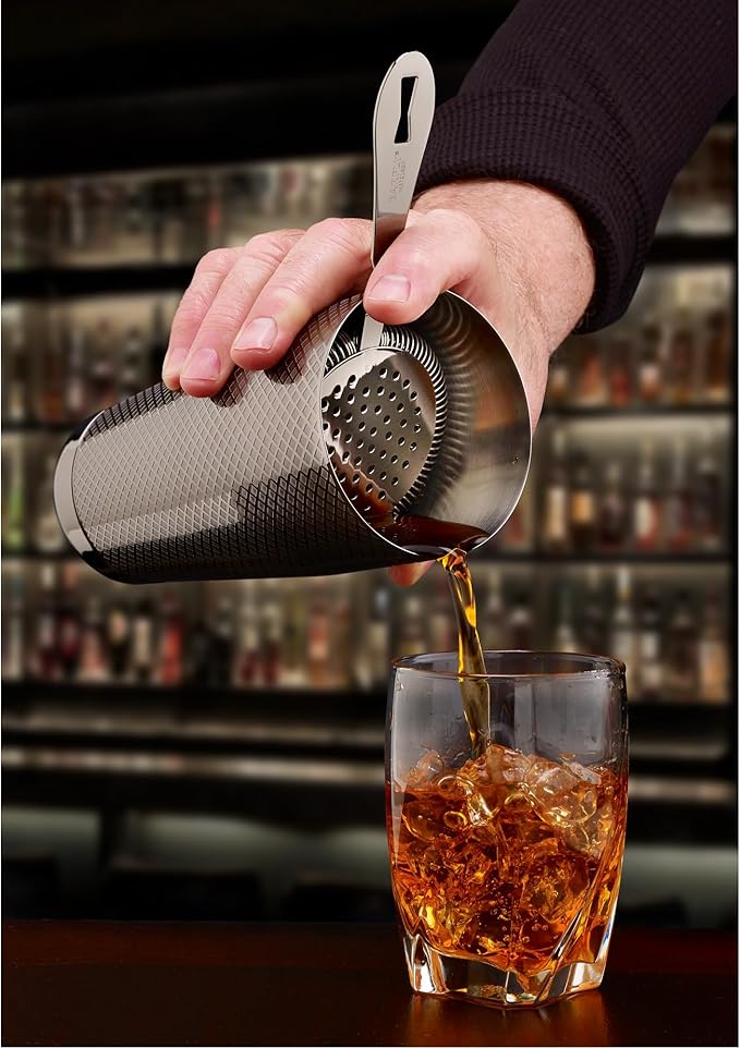 Barfly Deluxe Antique Hawthorne Spring Strainer, Gun Metal Black