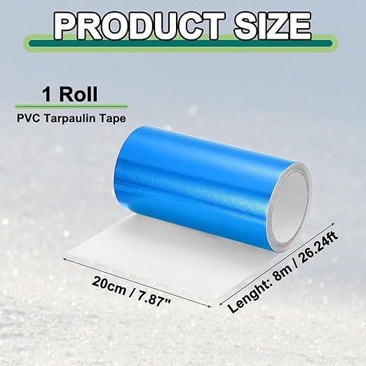 PATIKIL Awning Repair Tape 8" x 26ft Waterproof Canvas Tape High Adhesive Tear Repair Patch Kit for PVC Tarpaulin Tent Awning Fabric RV Sail Boat Cover, Blue