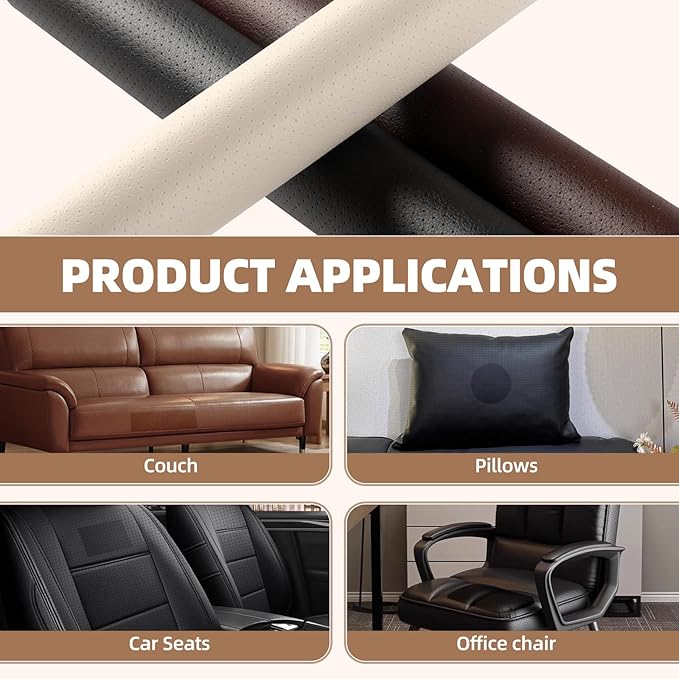 Leather Repair Patch, 17X158 inch Strong Sticky Repair Patch Self Adhesive Waterproof, DIY Large Vinyl Patches for Couches, Furniture, Sofa, Car, Chair (Black, 17X158 inch)