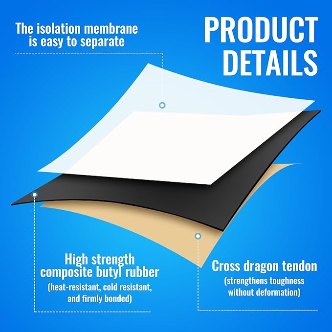 Pond Liner Seam Tape 4" x 40" - Double Sided Butyl Adhesive Tape for EPDM Liners, Waterproof Repair Patch for Ponds, Fish Ponds, Water Features & Outdoor Landscaping (Black)