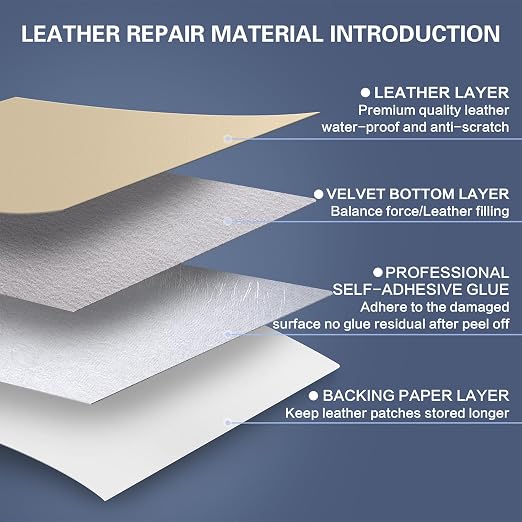 Self Adhesive Leather Repair Patch Kit, 31.4 in x 16 in Large Vinyl Leather Repair Tape for Furniture, Car Seat, Couch, Sofa, Chair Smooth Light Khaki