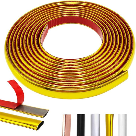 Gold Peel and Stick Trim Molding, 10Ft Premium Wall Ceiling Floor Cabinet Tile Edge Moulding, Flexible Quarter Round Molding Self Adhesive
