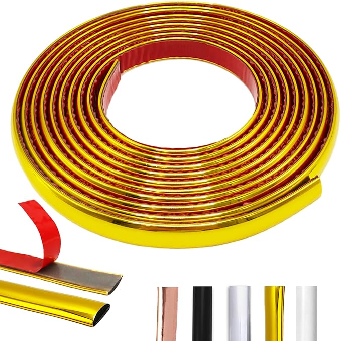 22 Ft Gold Peel and Stick Trim Molding for Backsplash Tile Edge, Flexible Self-Adhesive Wall Trim for Corner Decor