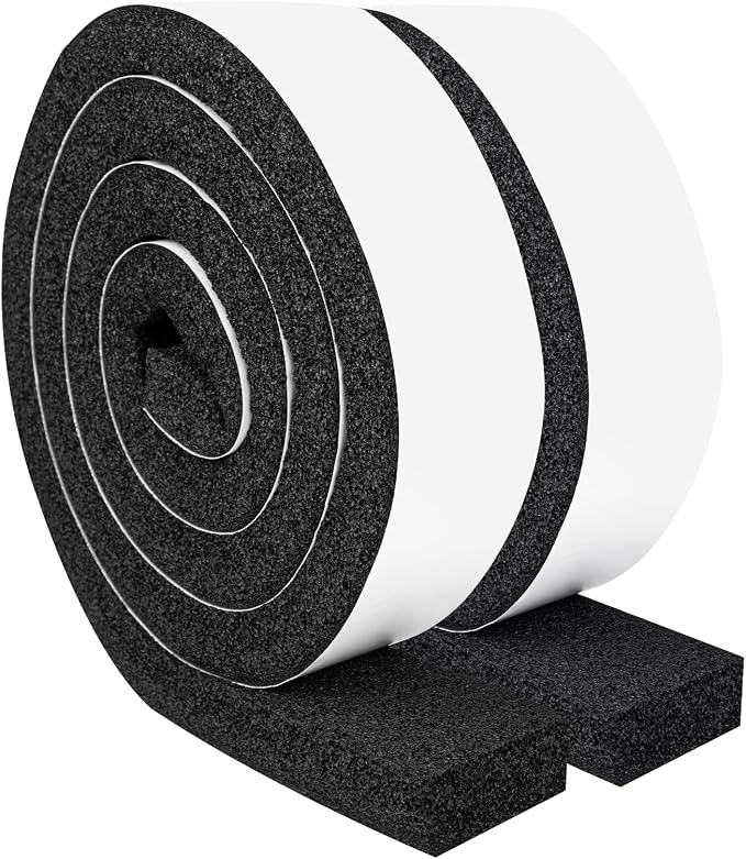 Yotache Open Cell Foam Air Conditioner Weather-Strip Seal Tape 2"x1", Thick Adhesive with High Resilience Foam Cushion Strip, 6.5 Ft x 2Pcs