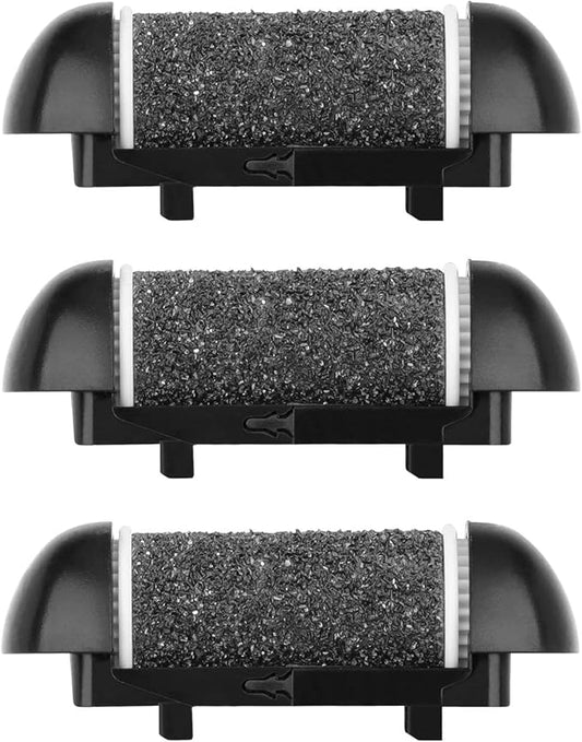 3 Coarse Replacement Roller Head for Model IW-9043 IW-9046 Electric Callus Remover Foot File Pedicure Tools for Feet Callus Shaver Pedicure kit for Cracked Heels and Dead Skin, Black