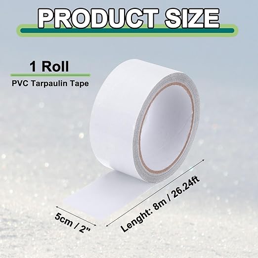 PATIKIL Awning Repair Tape 2" x 26ft Waterproof Canvas Tape High Adhesive Tear Repair Patch Kit for PVC Tarpaulin Tent Awning Fabric RV Sail Boat Cover, White