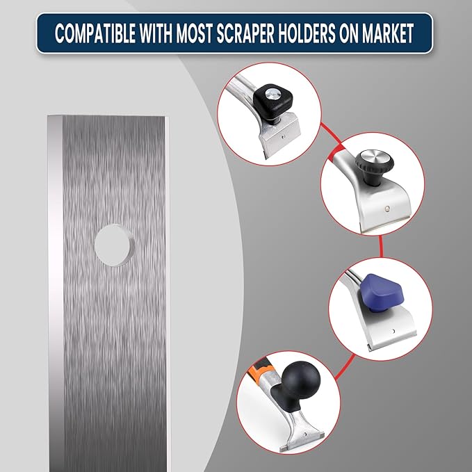 LU&MN Carbide Scraper Replacement Blades, 2.38" / 60×12×1.5mm Double-Edged Reversible Blades, Fits Most Handheld Paint, Glue& Grout Scrapers, 100Pieces