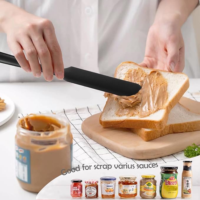 Silicone Jar Spatula, 3Pcs Spatulas Kitchen Set, Heat Resistant Jam Spreader for Baking Mixing Cake Cream Butter Scraper