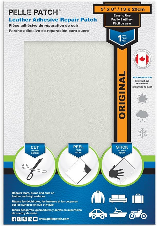White Leather Repair Kit - 25 Colors Available - Original 5x8 - White