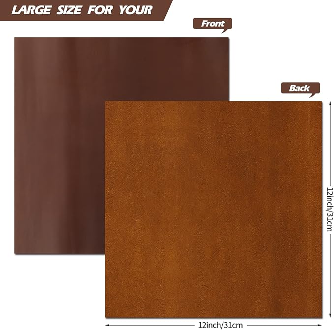 RingSun Genuine Leather Sheets for Leather Craft 12''X12'' Full Grain Leather for Tooling Craft Sewing (2mm), Dark Brown