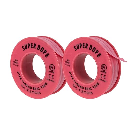 PROCURU 2-Pack 1/2" x 520" Professional Grade Pipe Thread Sealant 4-Mil Pink PTFE Plumbing Teflon Tape, for Water and Gas