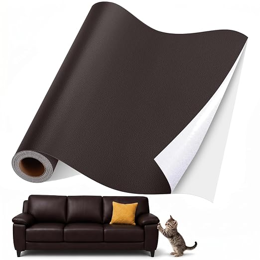 Self Adhesive Leather Repair Patch 24x54 Inch Sofa Car Seat Strong Adhesive | YAWQIRV Strong Self Adhesive Patch, Leather Repair Kit and Vinyl Repair Kit, Waterproof Scratch Fix, Durable, Dark Brown