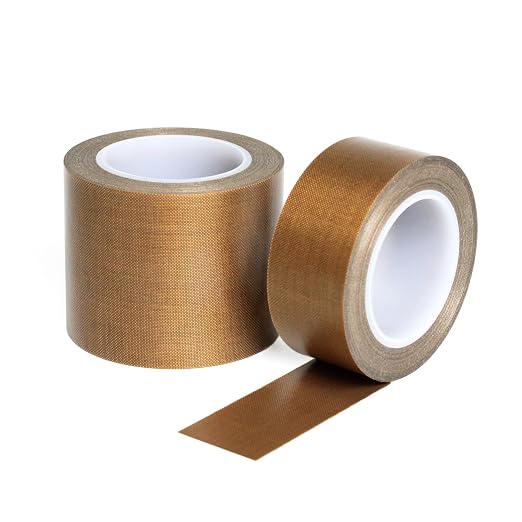 High-Temperature Teflon Fabric Tape, 1"×33 ft ,2"×33 ft PTFE Tape for Vacuum Sealer Machine, Hand Impulse Sealers Insulation PTFE Coated Fiberglass Adhesive Tape Waterproof, Heat Resistant, Durable