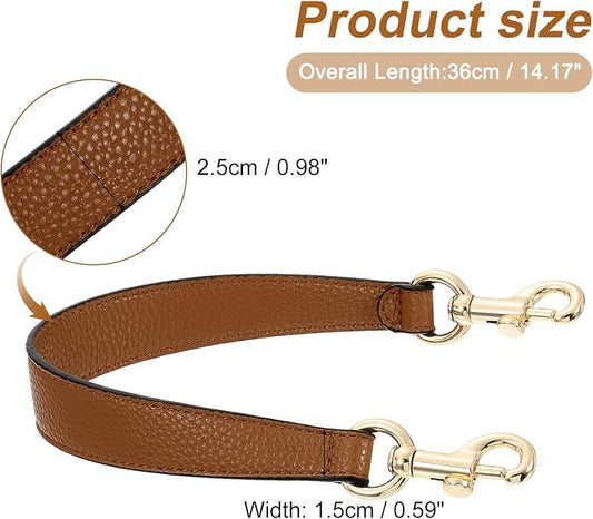 uxcell 14.17 Inch PU Leather Short Bag Strap with Clasp, Purse Handles Handbags Replacement Straps for Clutch Bag Underarm Bags, Brown, Gold Buckle
