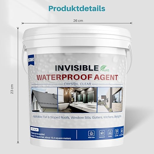 Transparent Waterproof Adhesive 8000g, Invisible Waterproof Agent Repair Leaks for Roofs, Gutters, Walls, Foundations; Indoor and Outdoor Water Proof Sealant Coating