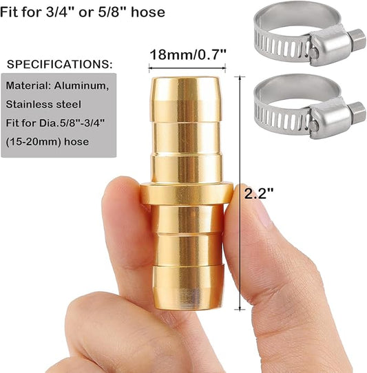 2 Pack Garden Hose Connector Repair Mender Kit with Stainless Clamp,Fits 3/4"-5/8" Water Hose Repair Fitting