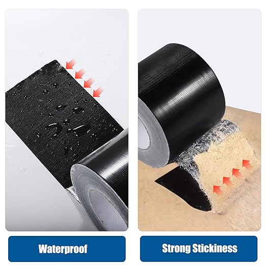 Outdoor Waterproof Repair Tape, Heavy Duty UV Proof Patch for RV, Awning, Tent, Tarp, Boat Cover and Fabric Repair, Black 6 in x 180 ft