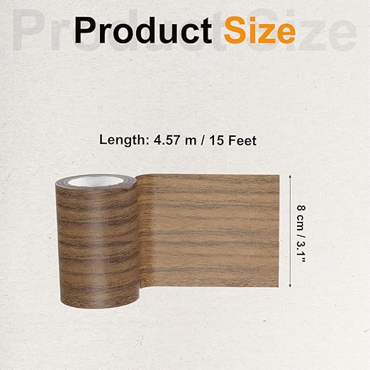 PATIKIL Wood Grain Tape 3.15" x 15 Ft, Self-Adhesive Wood Texture Repair Tape Realistic Wooden Effect Patch for Furniture Cabinets Floor Walls,Dark Brown Oak