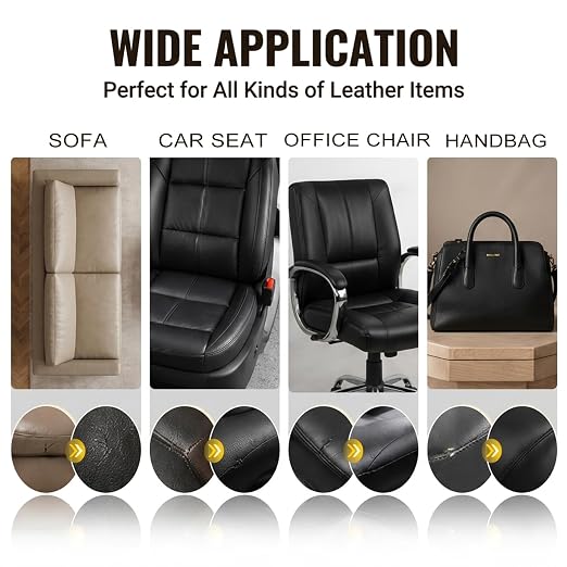 Cremsy Leather Repair Patch Tape, Self-Adhesive Leather Repair Patch Kit for Couch Sofa Car Boat Seats, Waterproof Vinyl Repair Patches, Cuttable Furniture Repair Tape for Chair Jacket (1, BLACK)