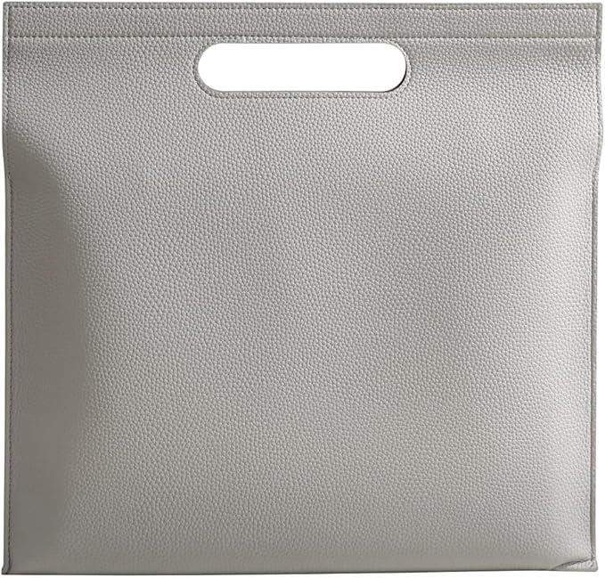 Premium PU Leather Waterproof File Folder & File Jackets & File Pockets Easy to Clean Document Organizer, Multi-Color Options, 13.34x12.56in, Ideal for Students & Professionals (Grey)