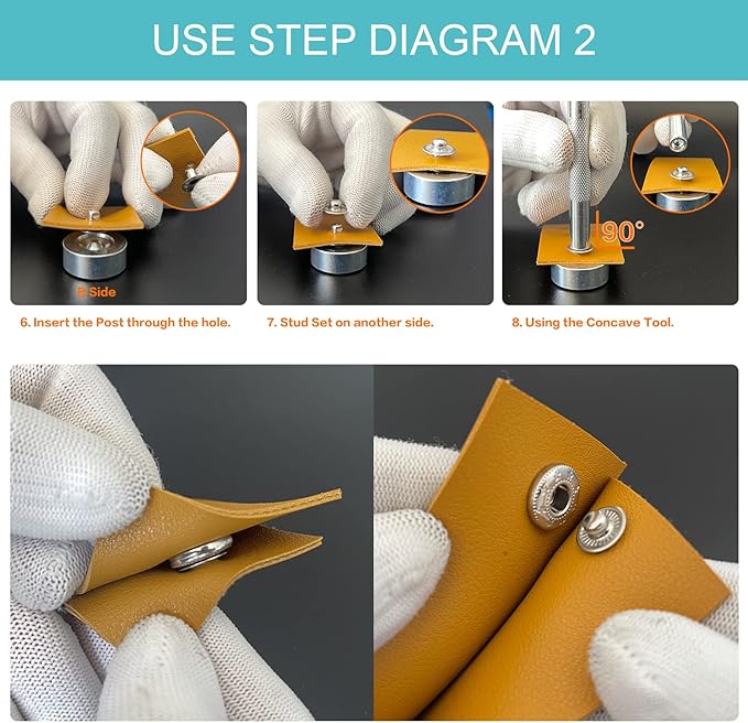 45 Set Leather Snap Fasteners Kit, 15mm Stainless Steel Leather Snaps Kit with 4 Install Tools, 3 Color Snaps for Clothes, Jacket, Down Jeans Wears, Bracelets, Bag, DIY Crafts