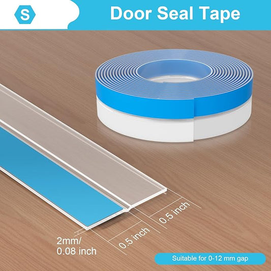 Thickened Weather Stripping Door Seal, Gap Seal for Frame and Gaps Draft Stopper,Glass Shower Door Sweep, Clear, 20 Feet x 1 Inch