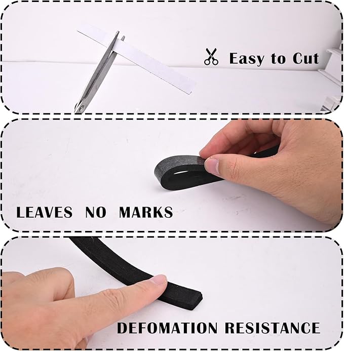 1/2 Inch Wide x 1/4 Inch Thick Foam Weather Stripping Black,Single Sided Foam Tape for AC Window and Doors,Closed Cell Foam Weather Strip,Self-Adhesive Foam Insulation Tape 33 Feet