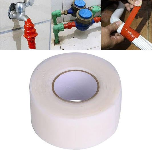 Pipe Repair Tape and White and Red Tape, Watertight Tape for Quick Pipe Repairs, for Home Plumbing Supplies (White)