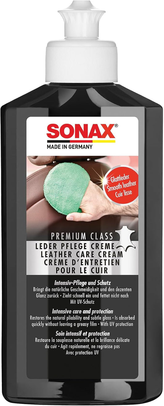 SONAX Premium Class Leather Care Cream | Car Leather Conditioner | Restores & Protects Seats | Prevents Cracking & Fading | 250ml
