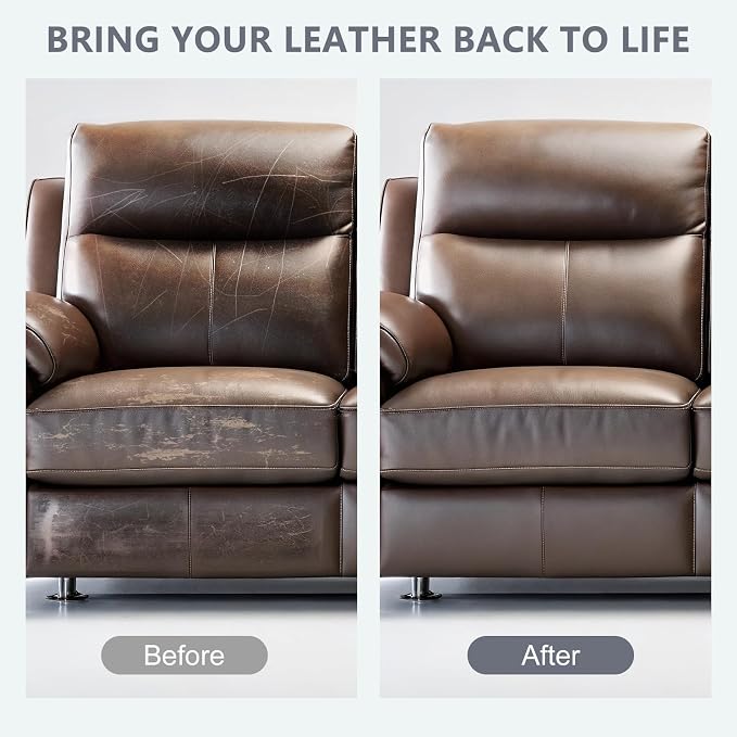 Leather Recoloring Balm & Color Restorer | Dark Brown Leather Dye, Paint & Repair Kit for Furniture, Couches, Car Seats, Shoes | Restore Faded & Scratched Surfaces