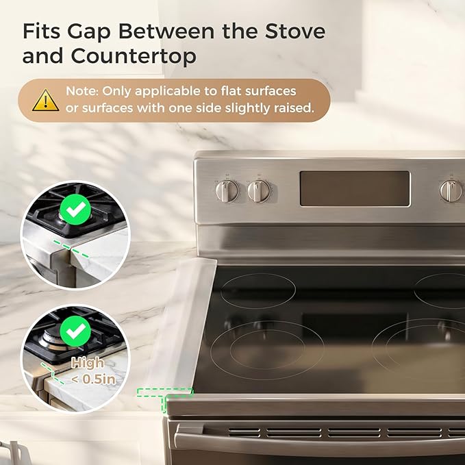 Silicone Stove Gap Covers with Stainless Steel, Oven Gap Filler Seals Gaps Between Stovetop and Counter, Stove Gap Guards Range Trim Kit, Easy to Clean Stove Gap Guard (Clear 2 Pack,20.86")
